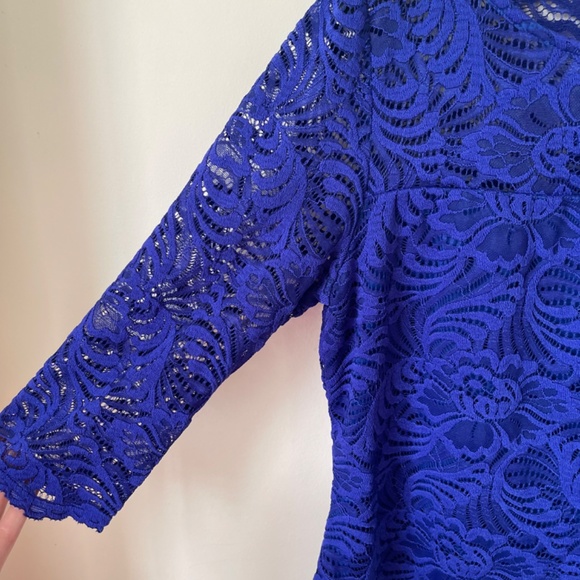 Royal Blue Lace Top with 3/4 Sleeves - Picture 8 of 10